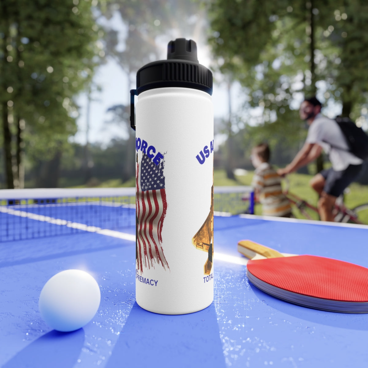 Stainless Steel Water Bottle, Sports Lid ( US Air Force ) Military Styling