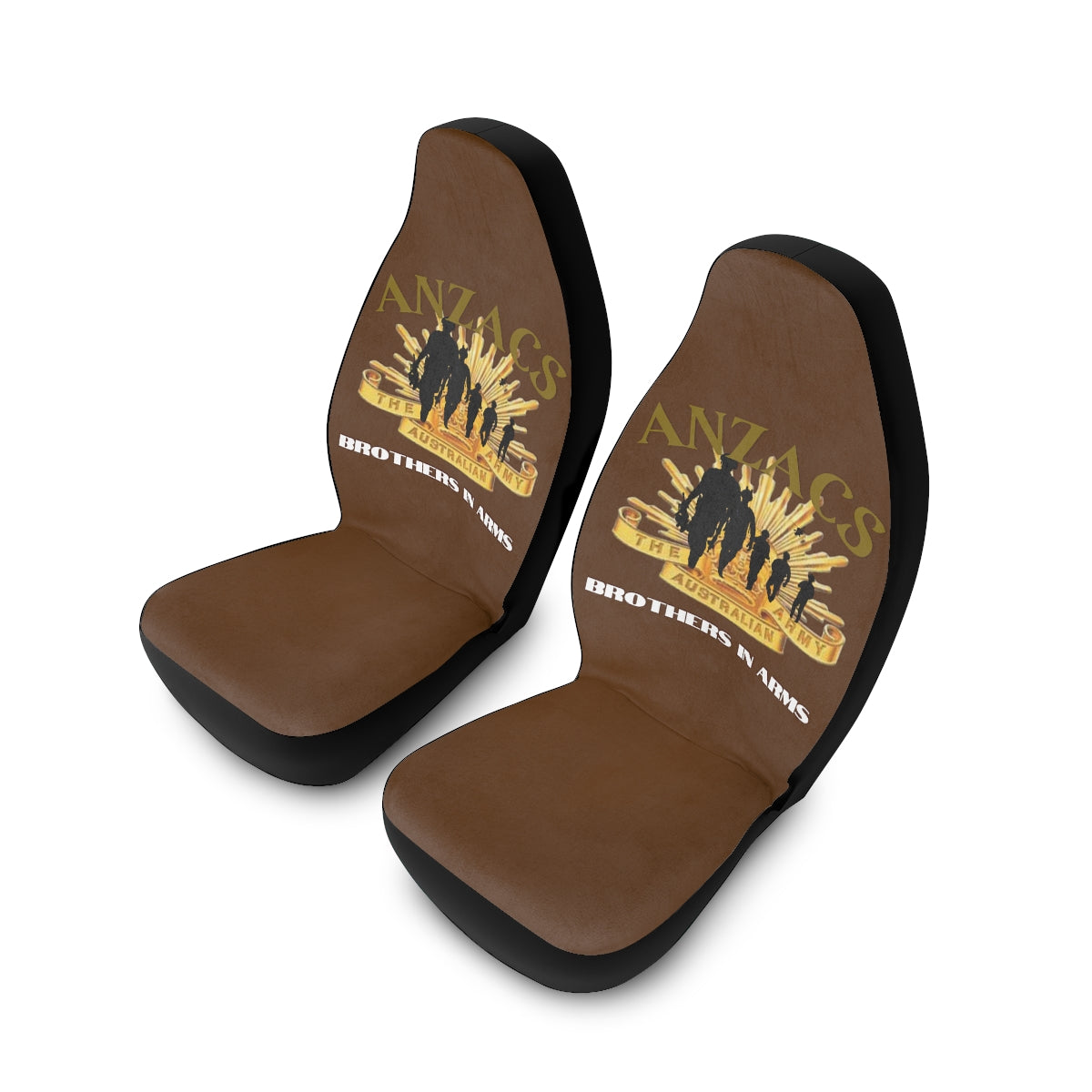 Polyester Car Seat Covers (ANZACS Brown) Military Styling