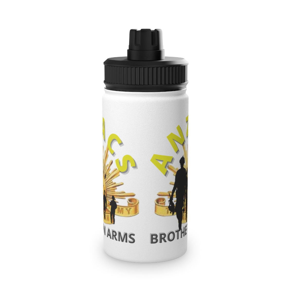 Stainless Steel Water Bottle, Sports Lid ( ANZACS ) Military Styling