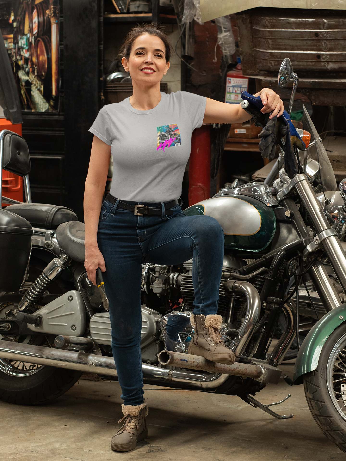 T-shirt Classic Jersey Short Sleeve (Urban Black Motorbike )