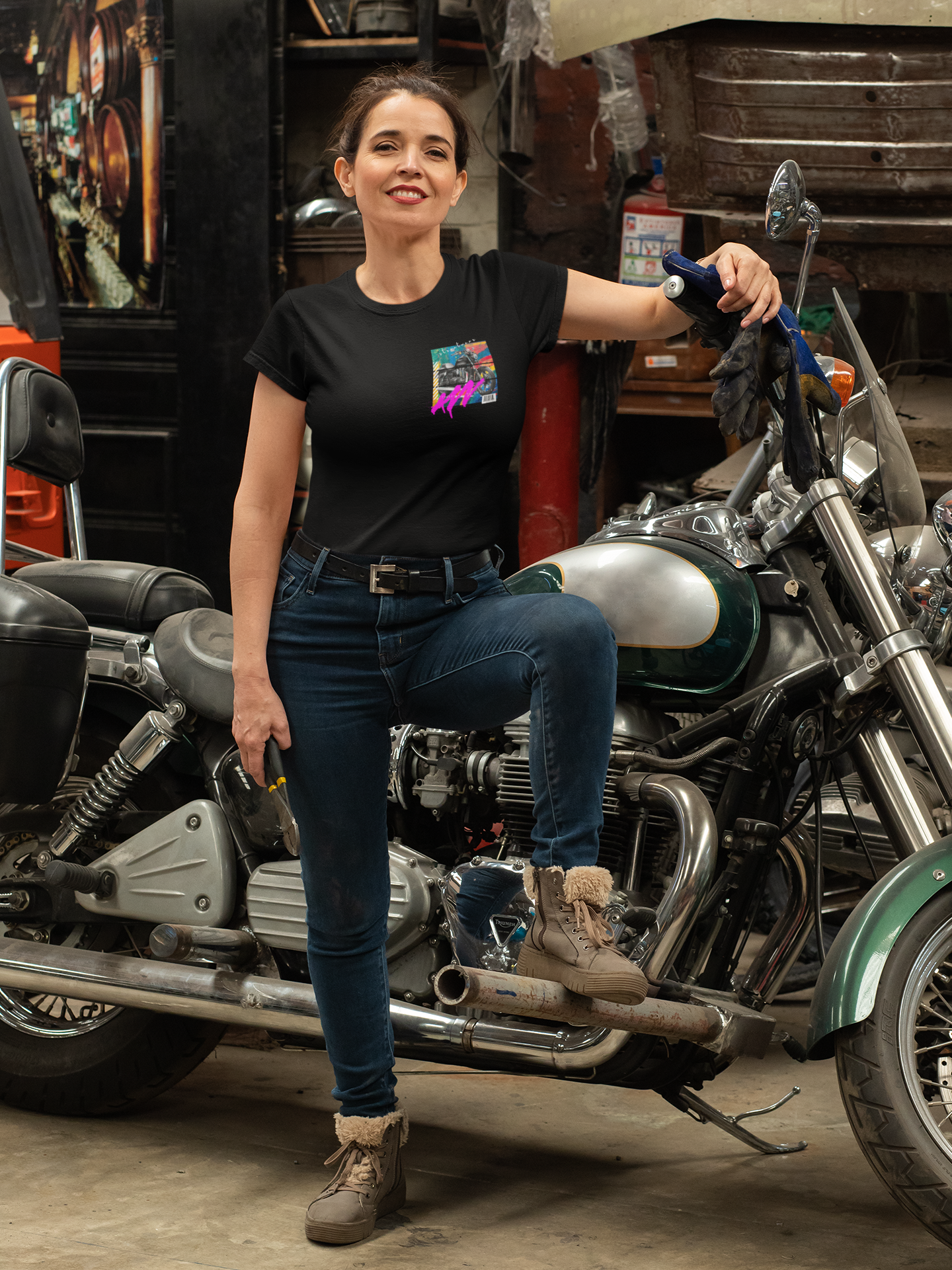 T-shirt Classic Jersey Short Sleeve (Urban Black Motorbike )
