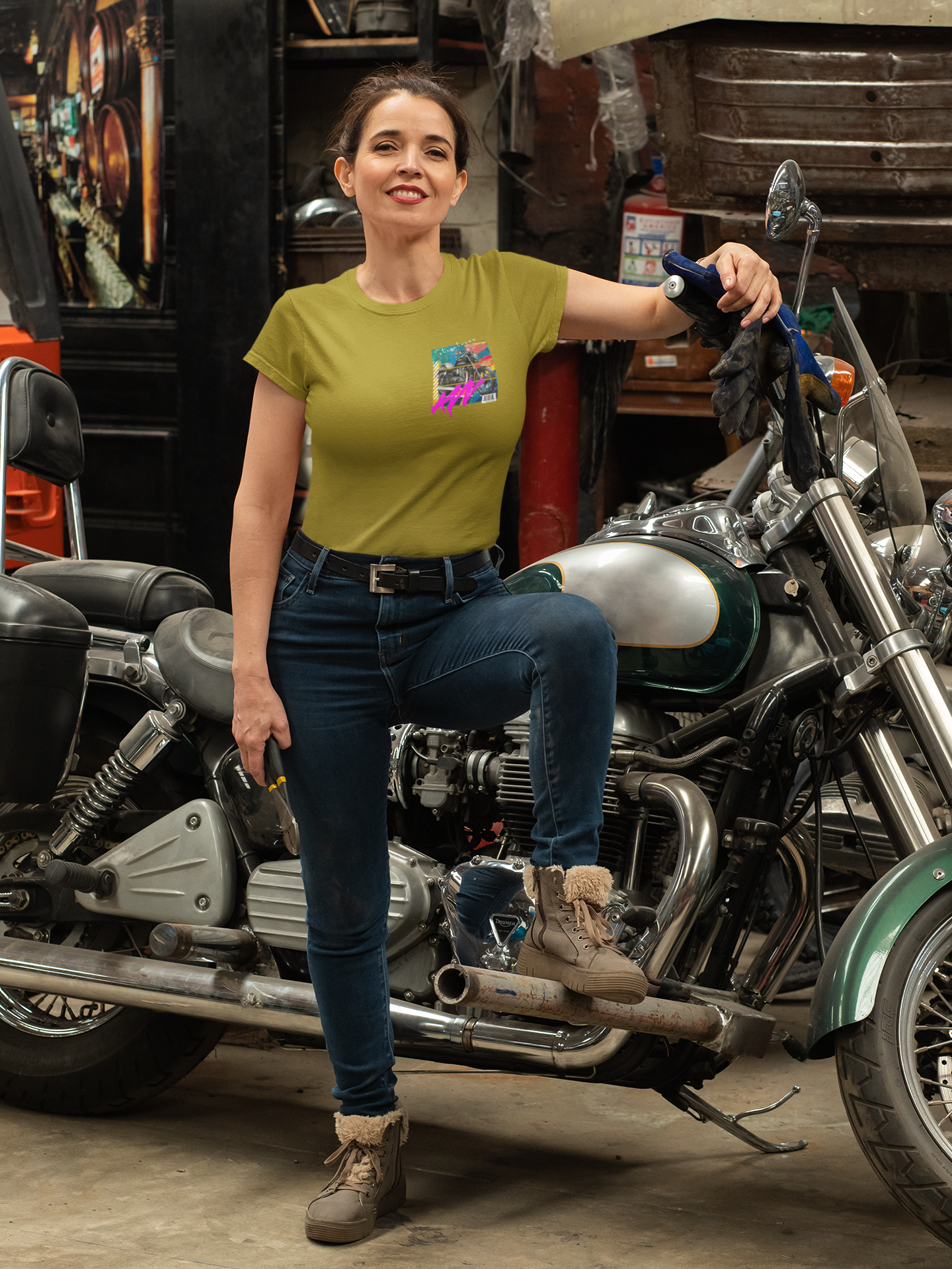 T-shirt Classic Jersey Short Sleeve (Urban Black Motorbike )