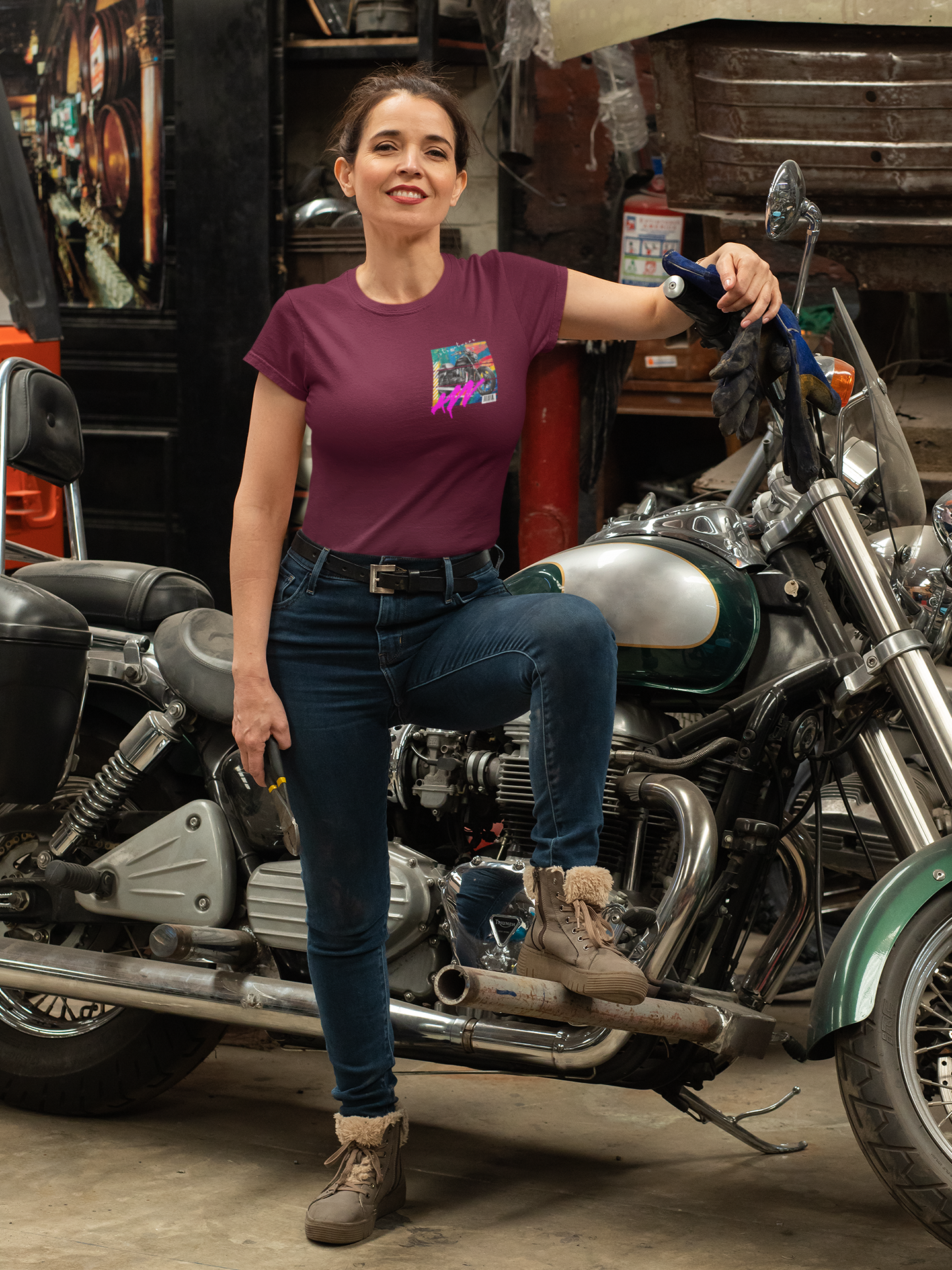 T-shirt Classic Jersey Short Sleeve (Urban Black Motorbike )