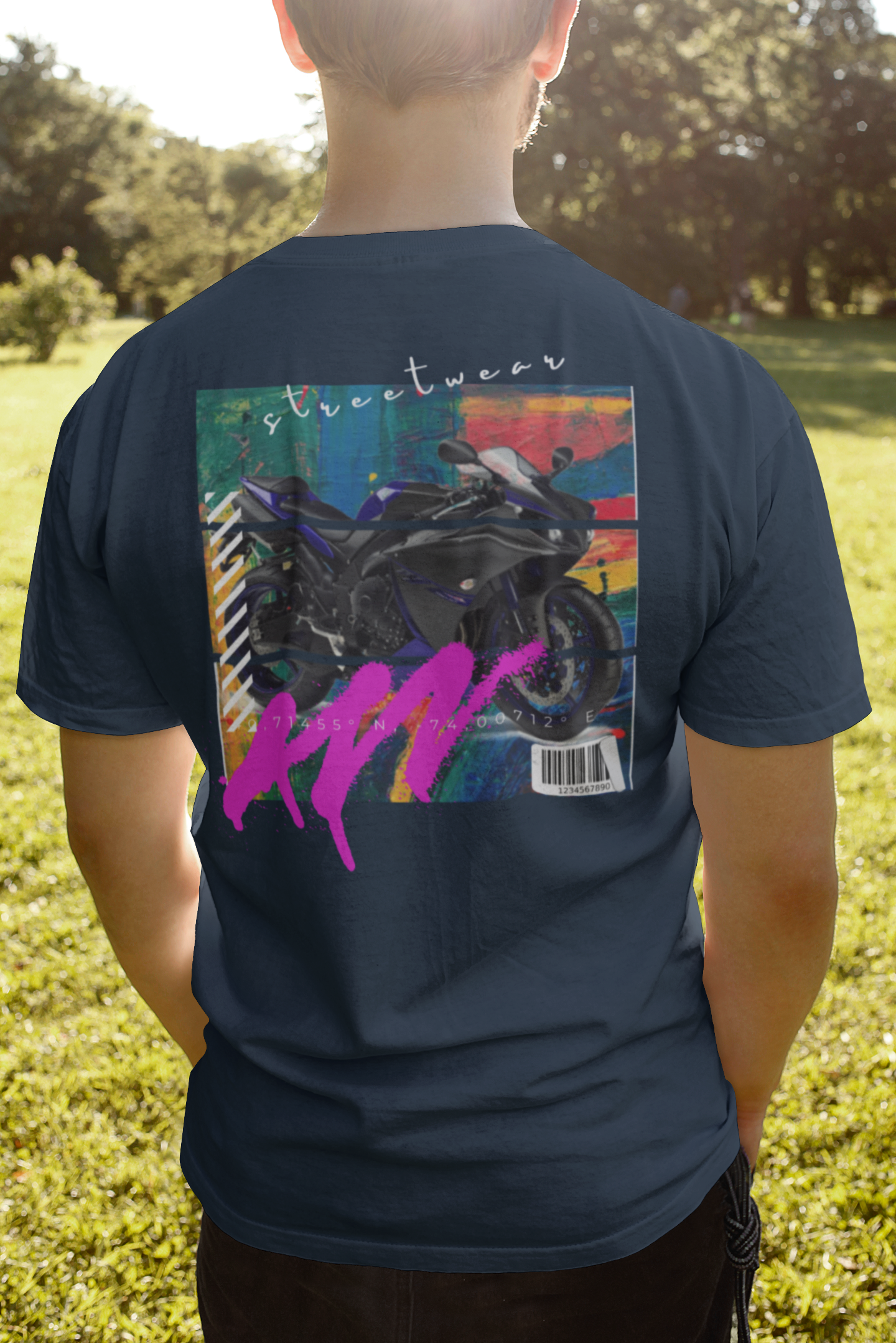 T-shirt Classic Jersey Short Sleeve (Urban Blue Sports Motorbike )