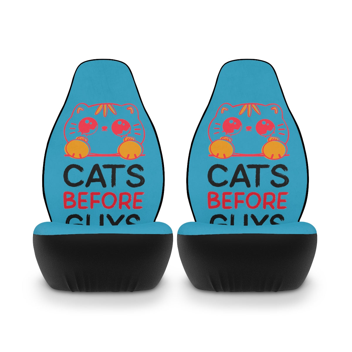 Polyester Car Seat Covers (Cats Before Guys Turquoise )