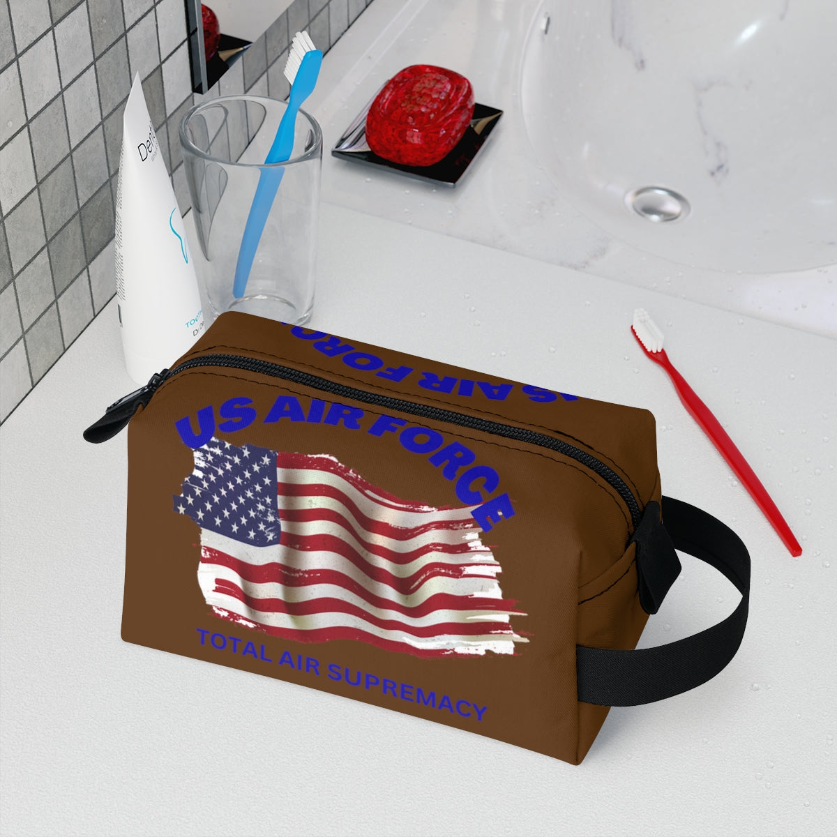 Toiletry Bag (US AIR FORCE Brown ) Military Styling