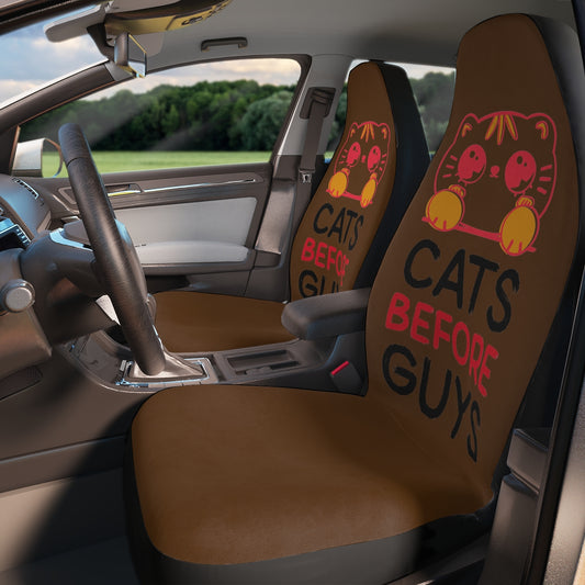 Polyester Car Seat Covers (Cats Before Guys Brown )