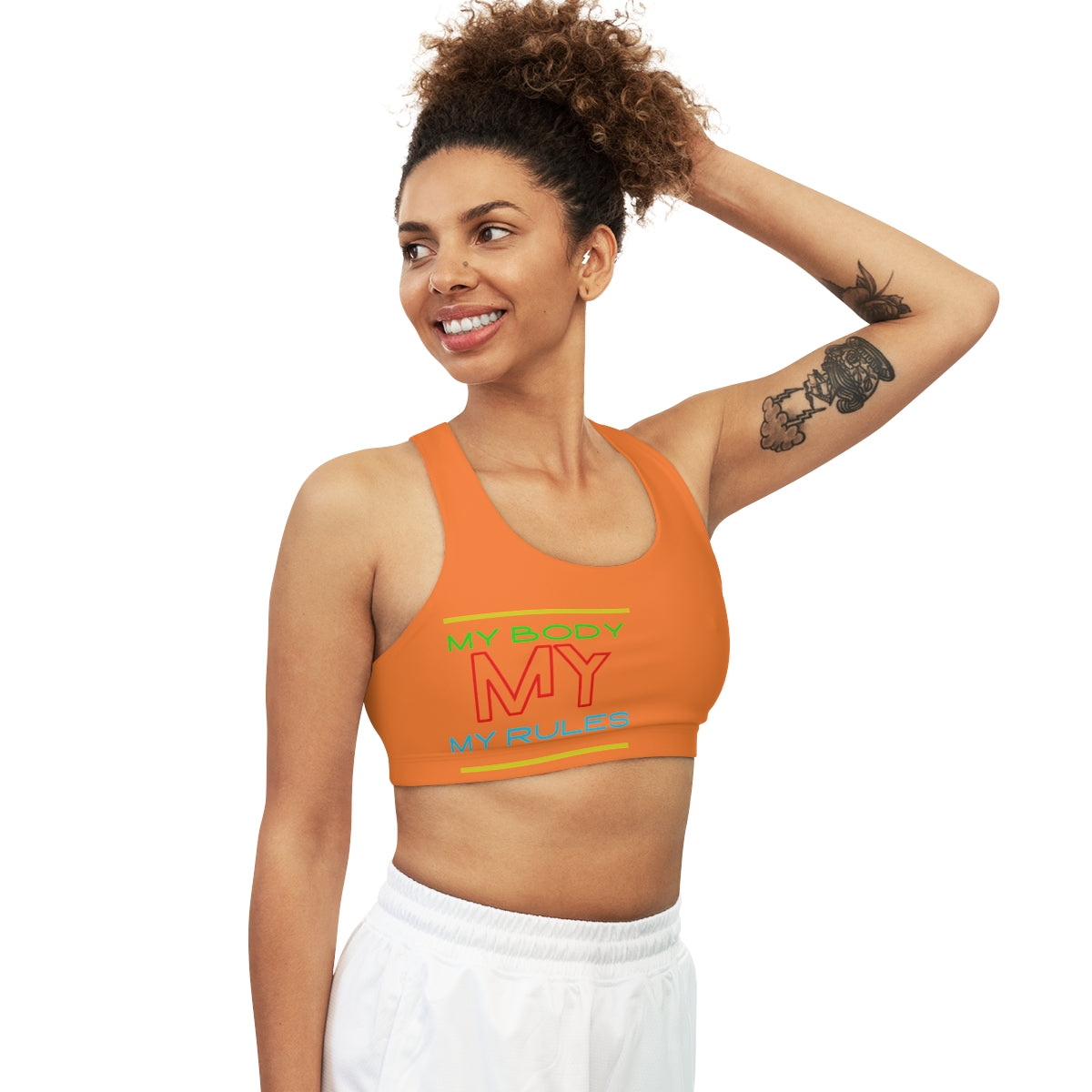 Sports Bra ( My body My rules ) Orange