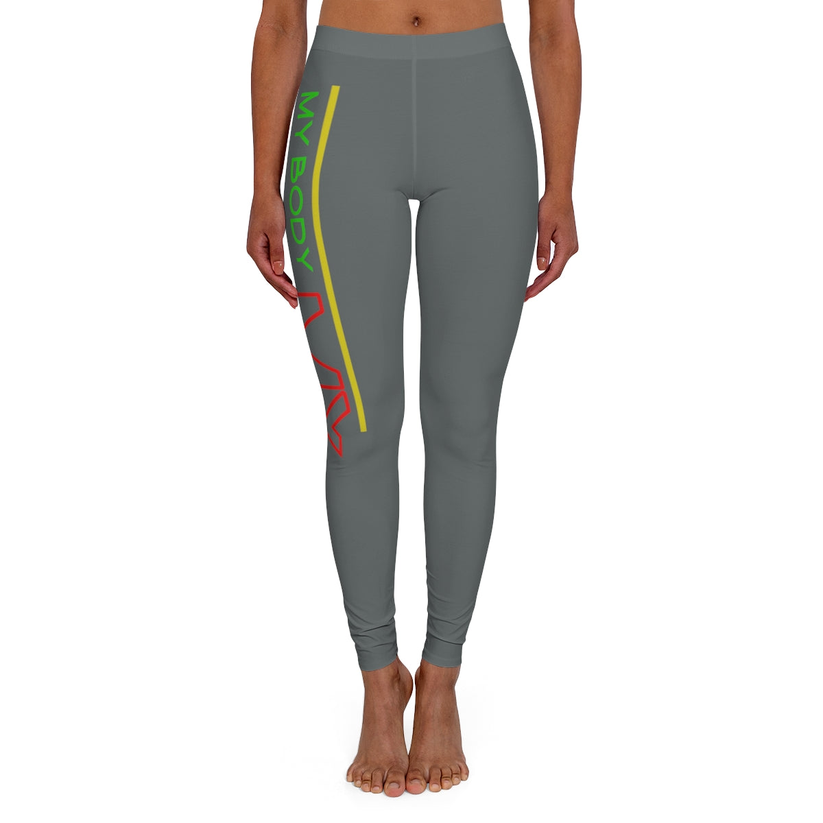 Women's Spandex Leggings ( My body my rules ) GREY