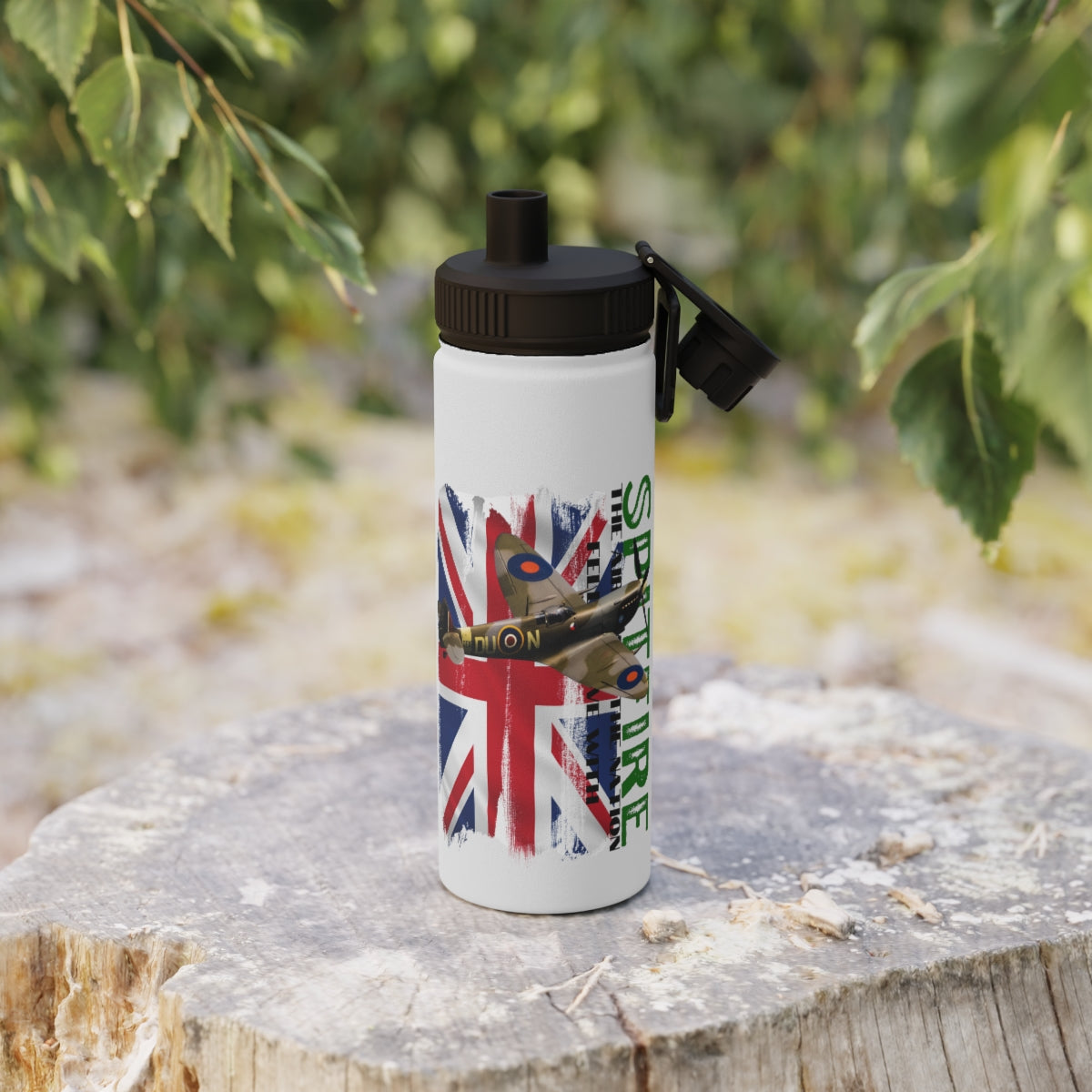 Stainless Steel Water Bottle, Sports Lid ( SPITFIRE ) Military Styling