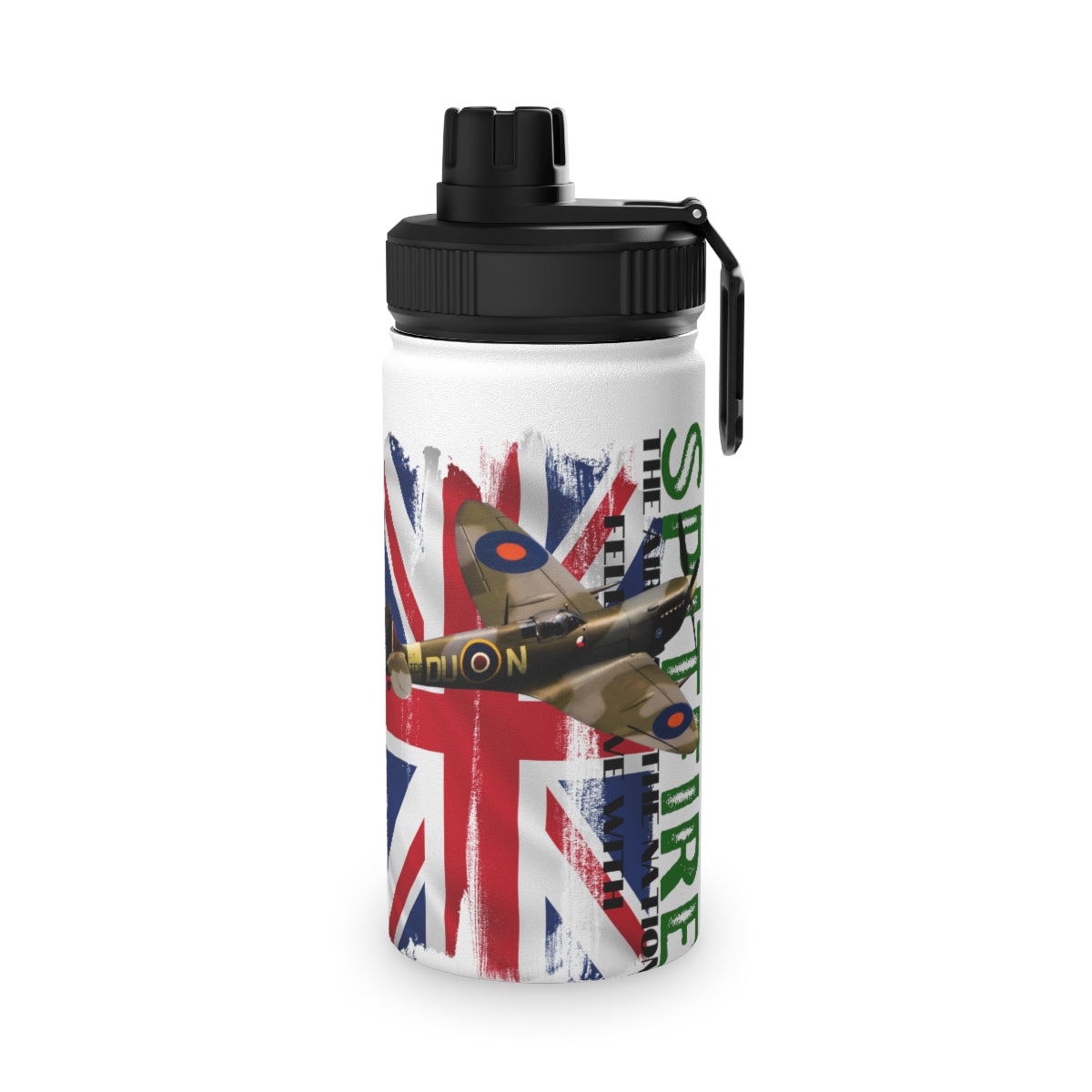Stainless Steel Water Bottle, Sports Lid ( SPITFIRE ) Military Styling