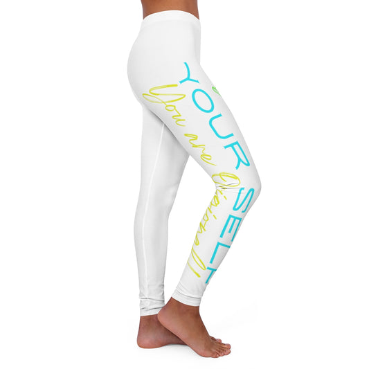 Women's Spandex Leggings ( Be Yourself )" White