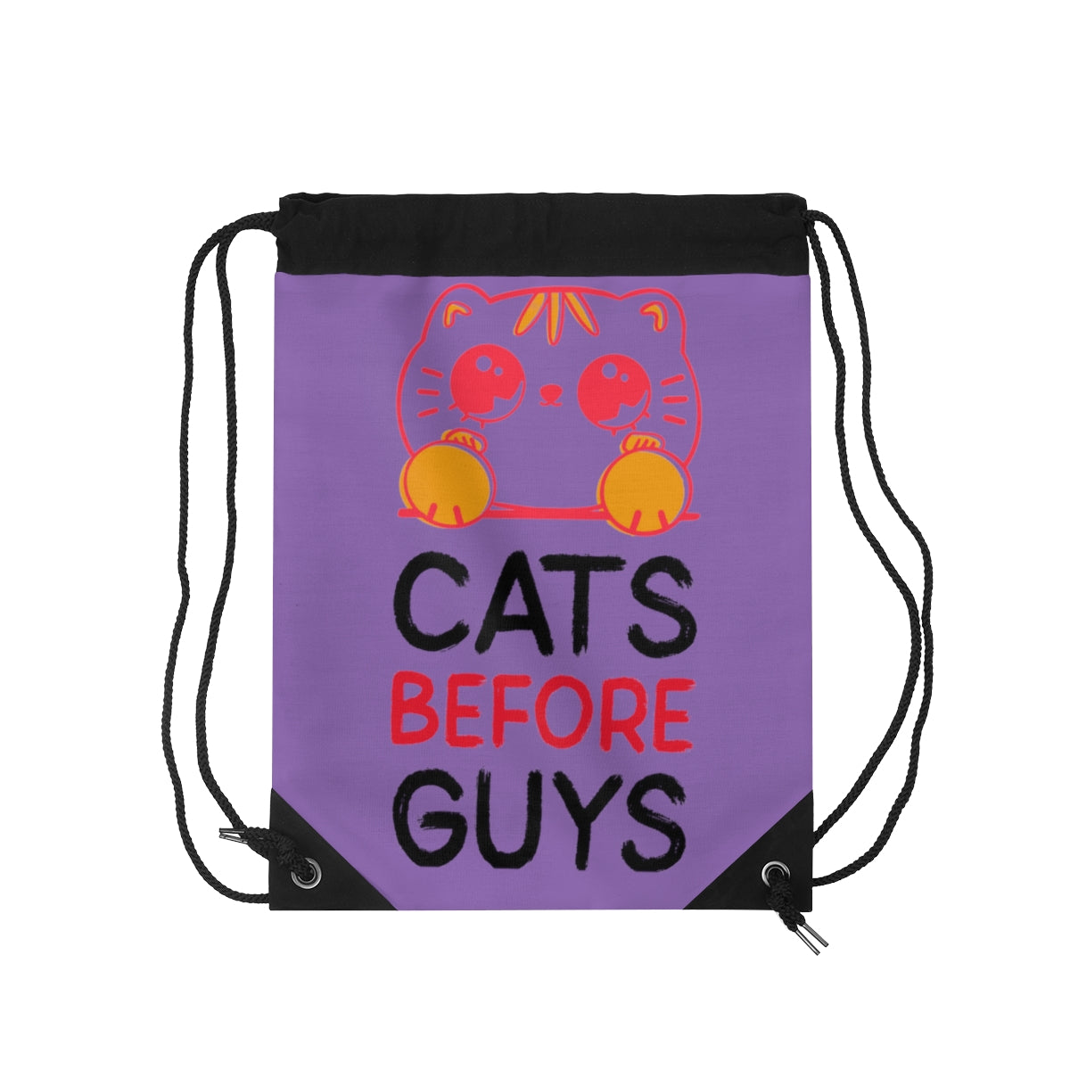 Drawstring Bag ( Cats Before Guys Purple )