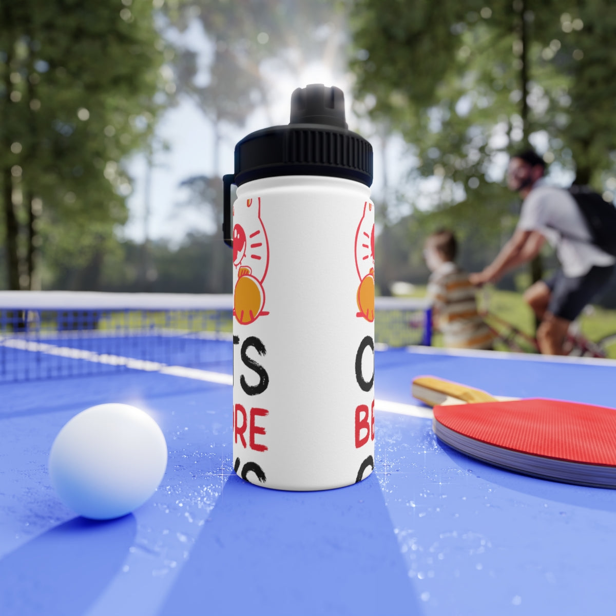 Stainless Steel Water Bottle, Sports Lid ( Cats Before Guys )