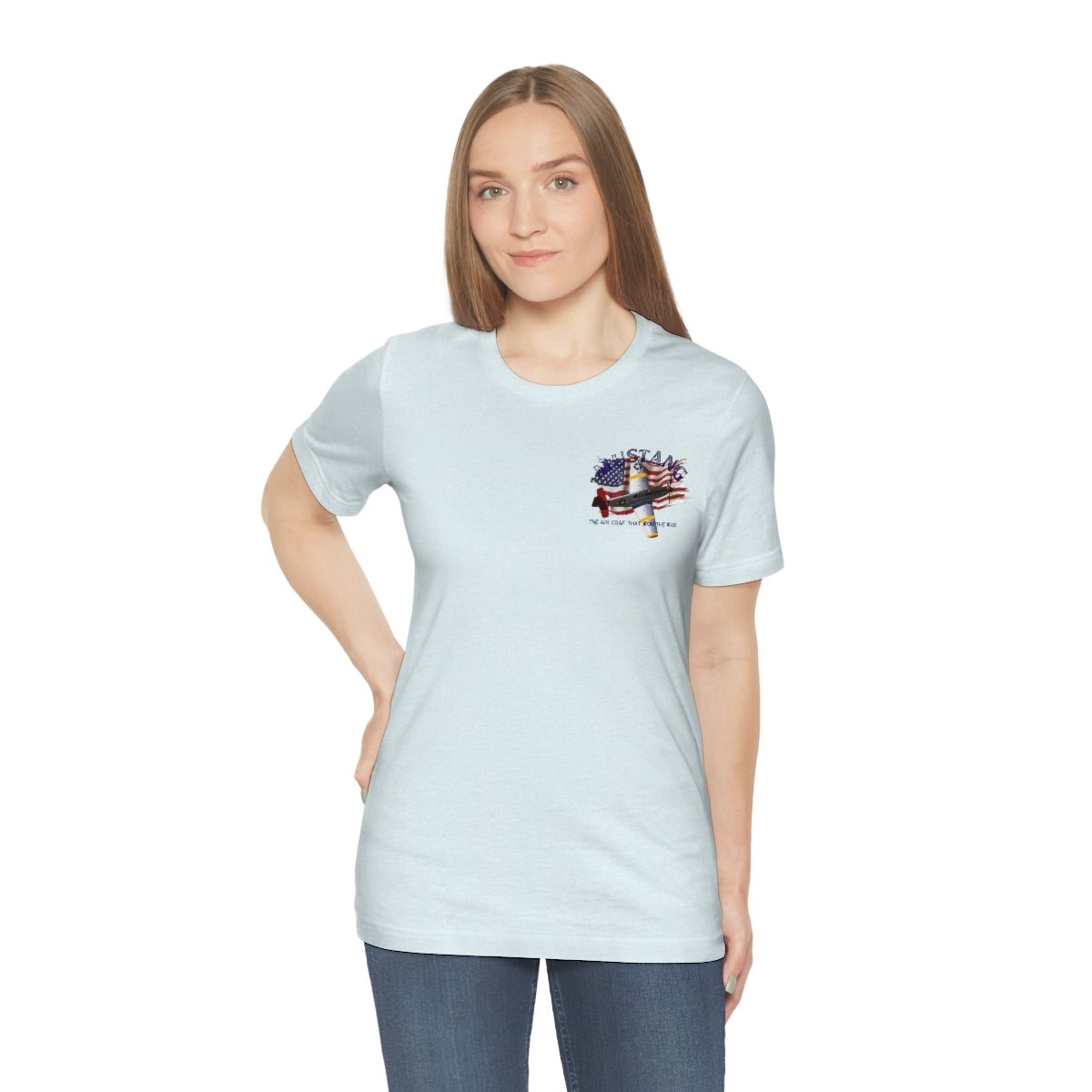 Military T-shirt P-51 Mustang Aircraft , American made, American Flag, Patriotic