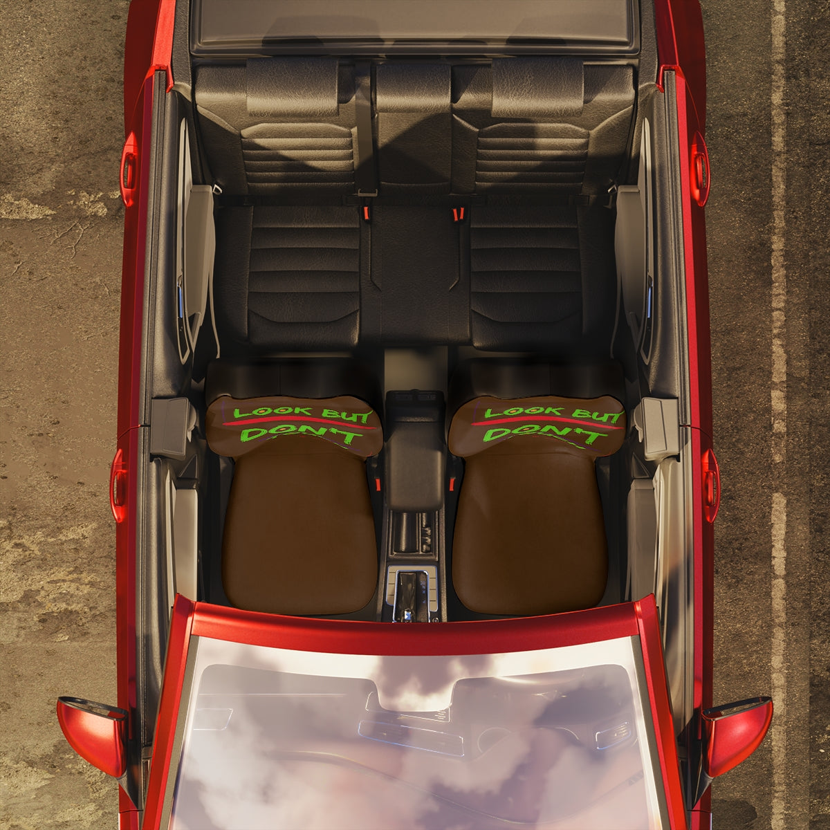 Polyester Car Seat Covers (Look But Don't Touch Brown )