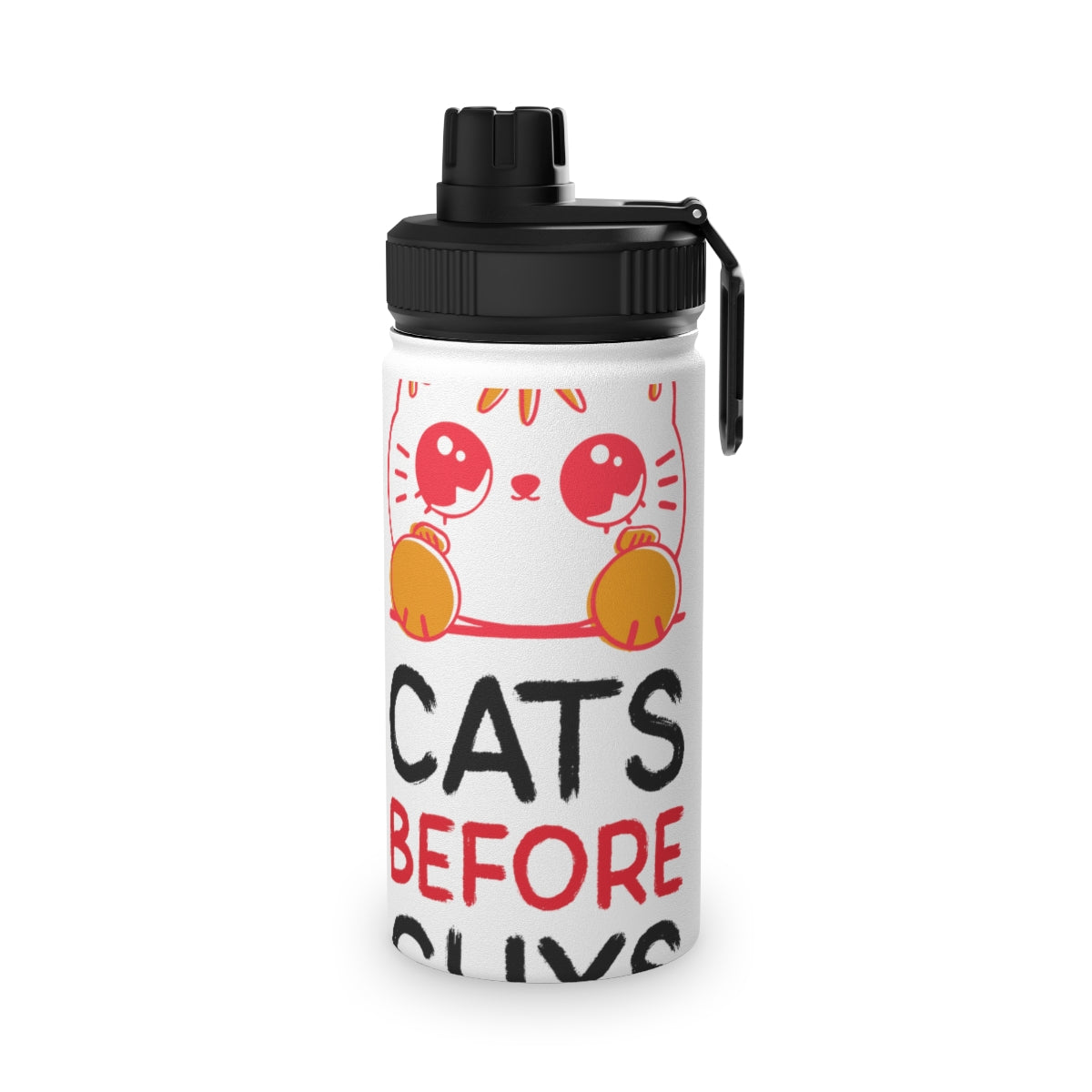 Stainless Steel Water Bottle, Sports Lid ( Cats Before Guys )