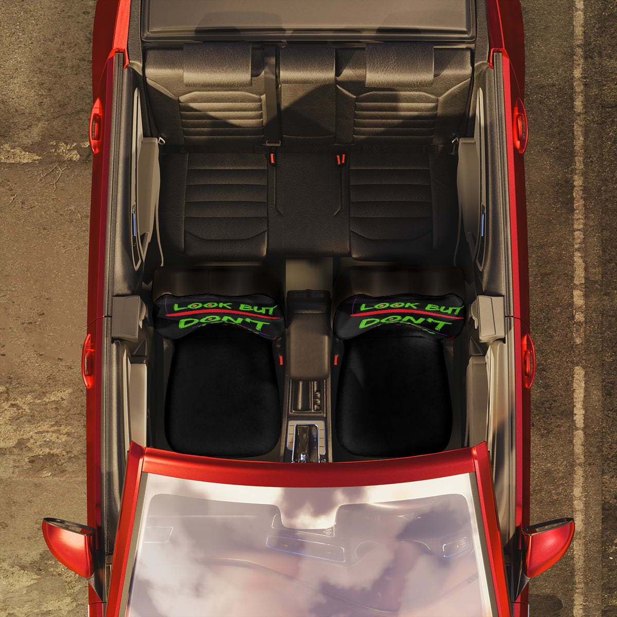 Polyester Car Seat Covers (Look But Don't Touch Black )
