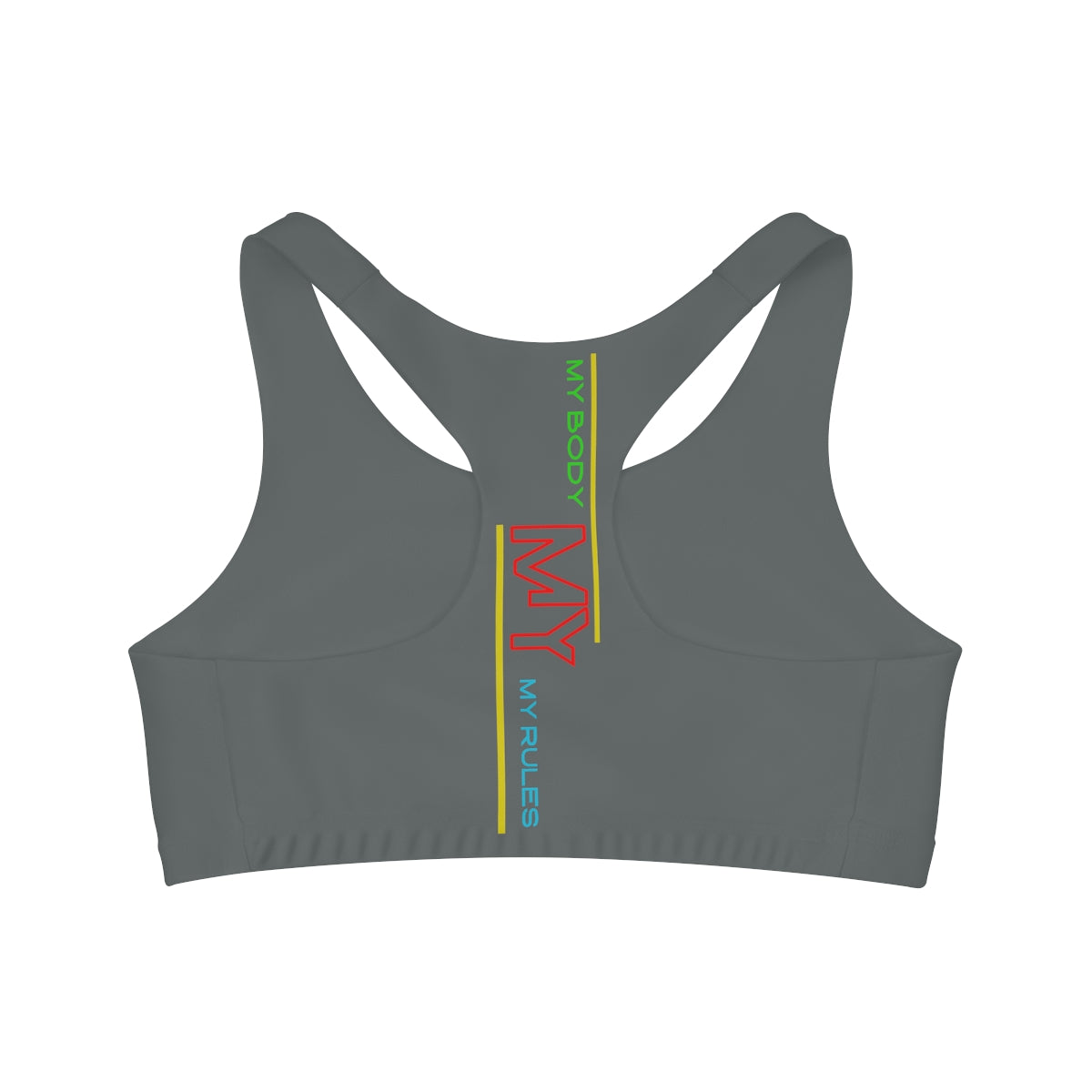 Sports Bra ( My body My rules ) Grey