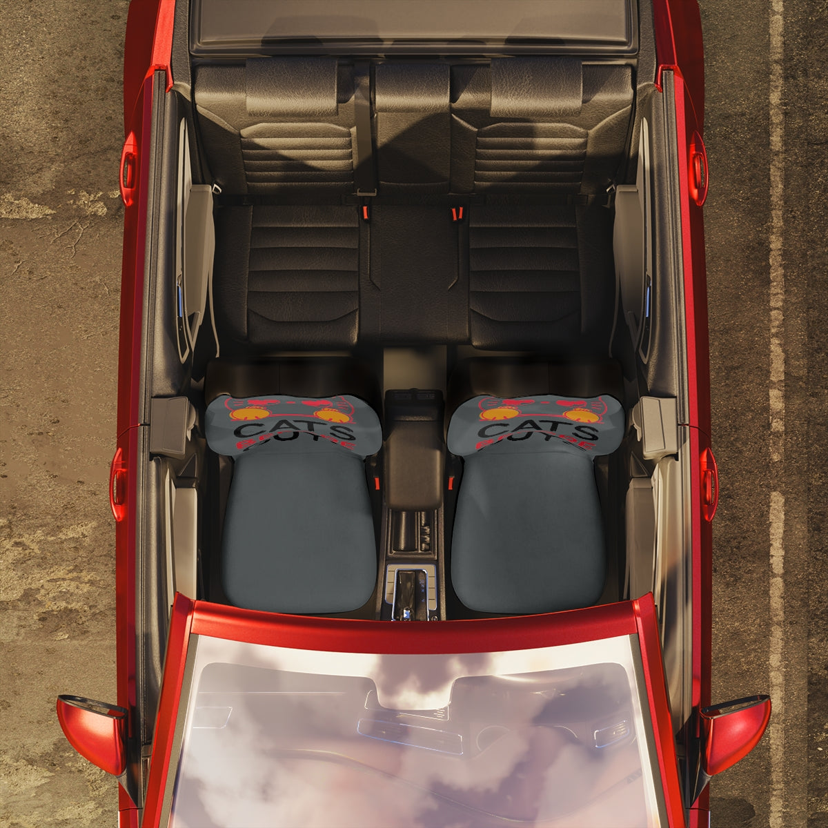 Polyester Car Seat Covers (Cats Before Guys Grey )