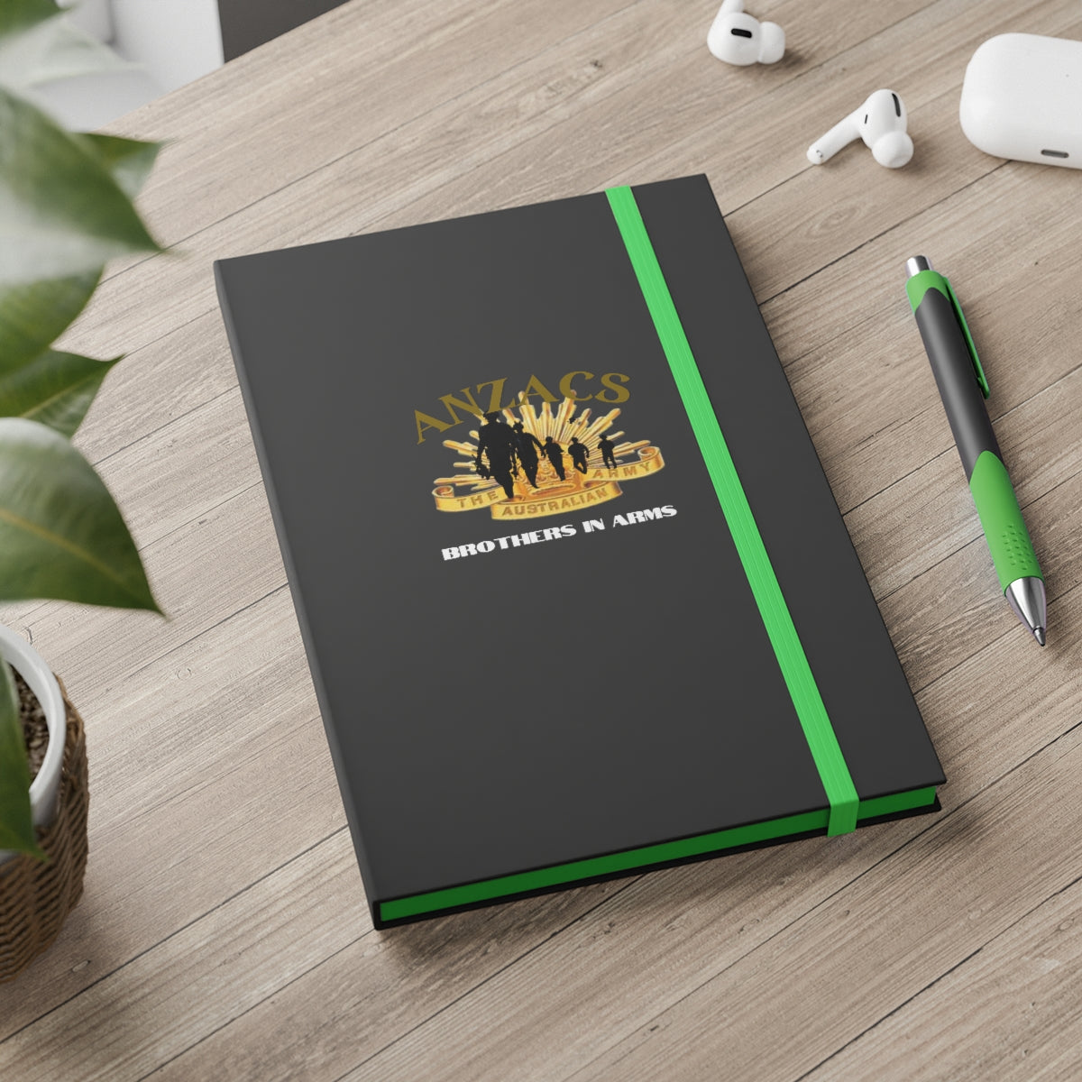 Hardcover Journal Color Contrast Notebook - Ruled ( ANZACS ) Military Styling