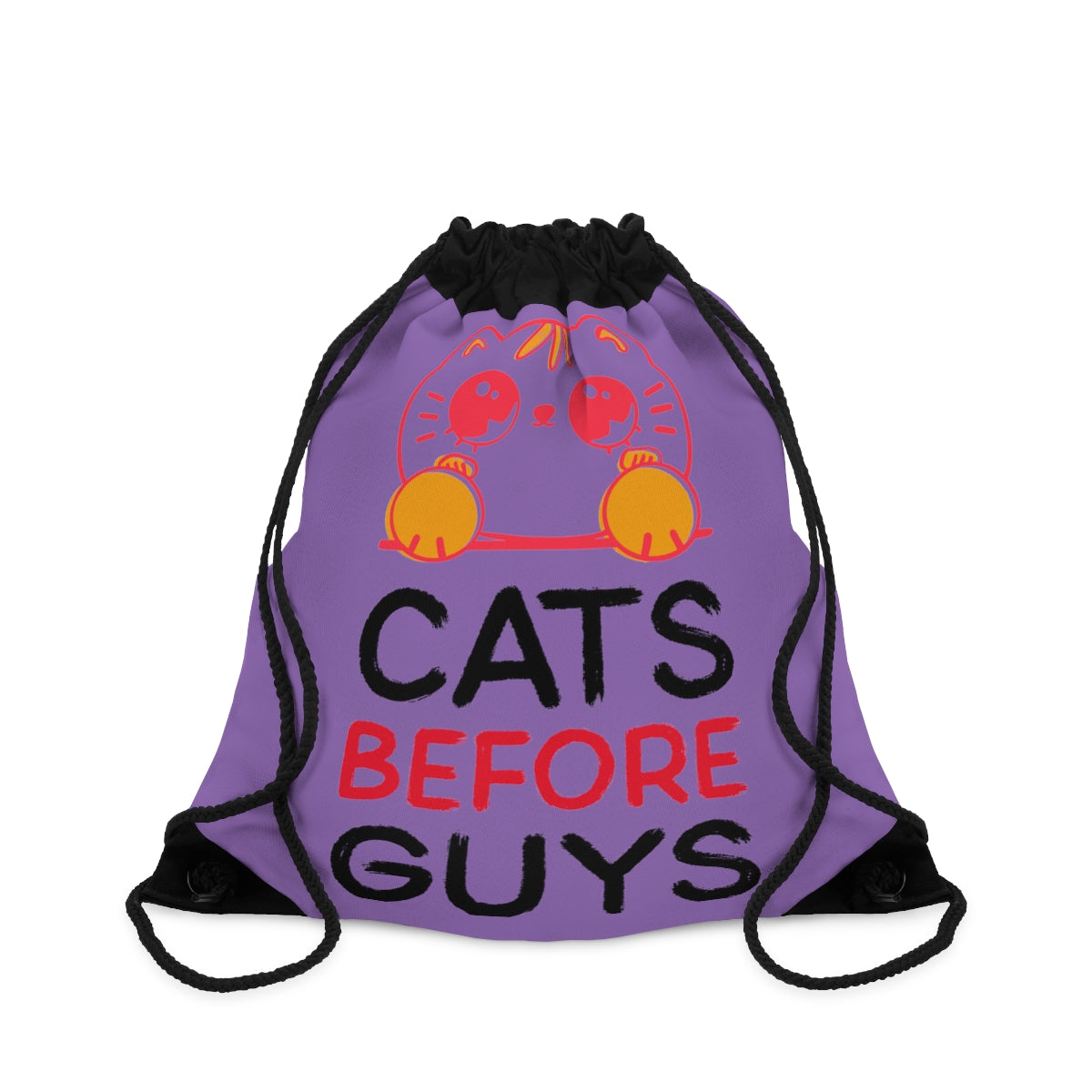 Drawstring Bag ( Cats Before Guys Purple )