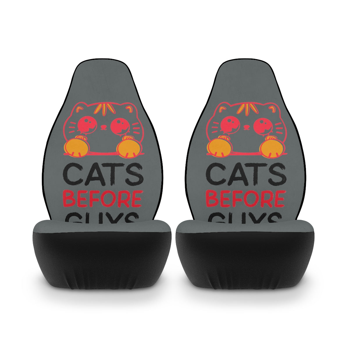 Polyester Car Seat Covers (Cats Before Guys Grey )