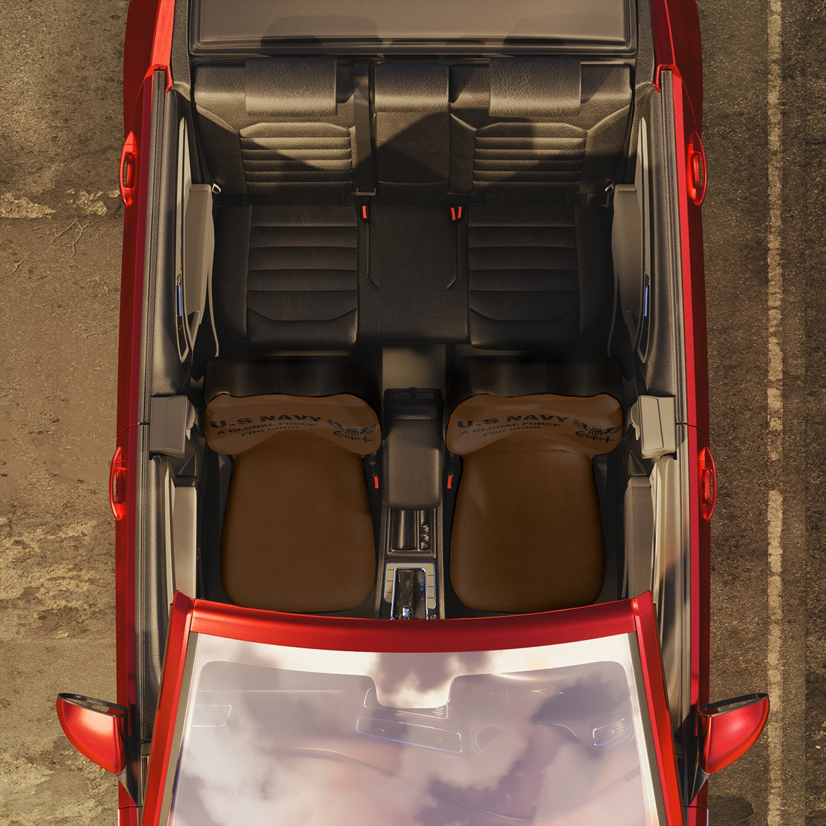 Polyester Car Seat Covers ( US NAVY Brown ) Military Styling