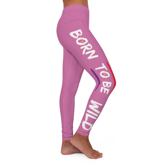 Women's Spandex Leggings (Born to be wild ) Pink