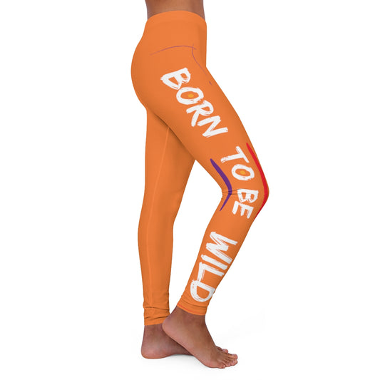 Women's Spandex Leggings (Born to be wild ) Orange