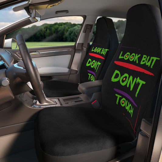 Polyester Car Seat Covers (Look But Don't Touch Black )