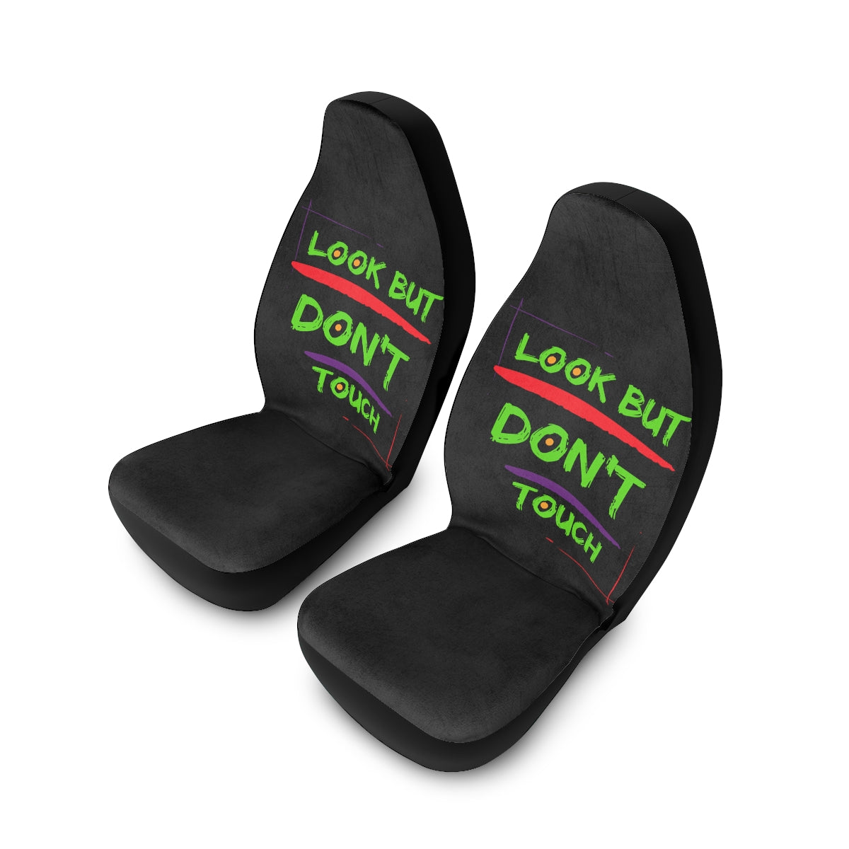 Polyester Car Seat Covers (Look But Don't Touch Black )