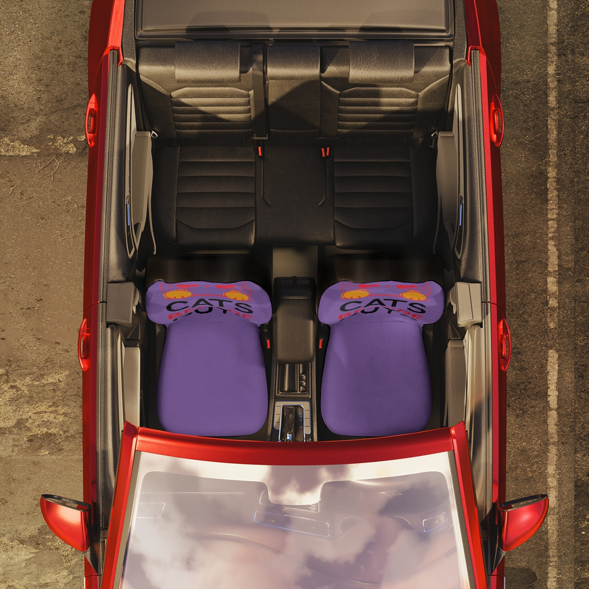 Polyester Car Seat Covers (Cats Before Guys Purple )