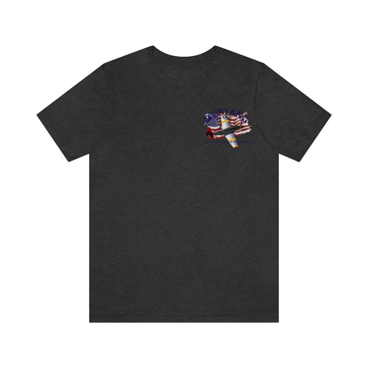 Military T-shirt P-51 Mustang Aircraft , American made, American Flag, Patriotic