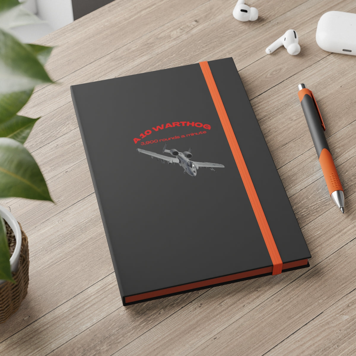 Hardcover Journal Color Contrast Notebook - Ruled ( Warthog Orange) Military Styling