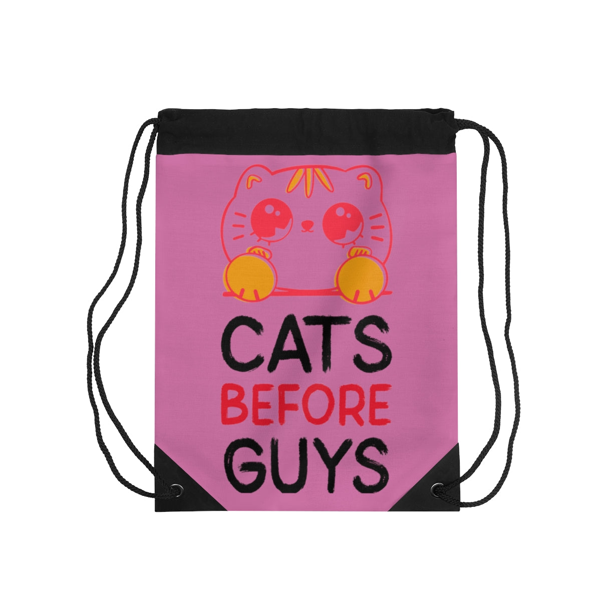 Drawstring Bag ( Cats Before Guys Pink )