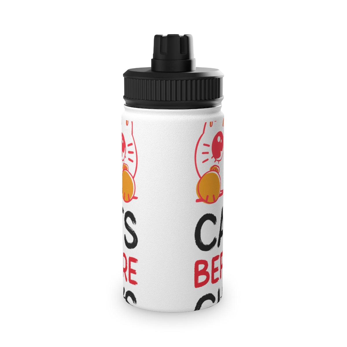 Stainless Steel Water Bottle, Sports Lid ( Cats Before Guys )