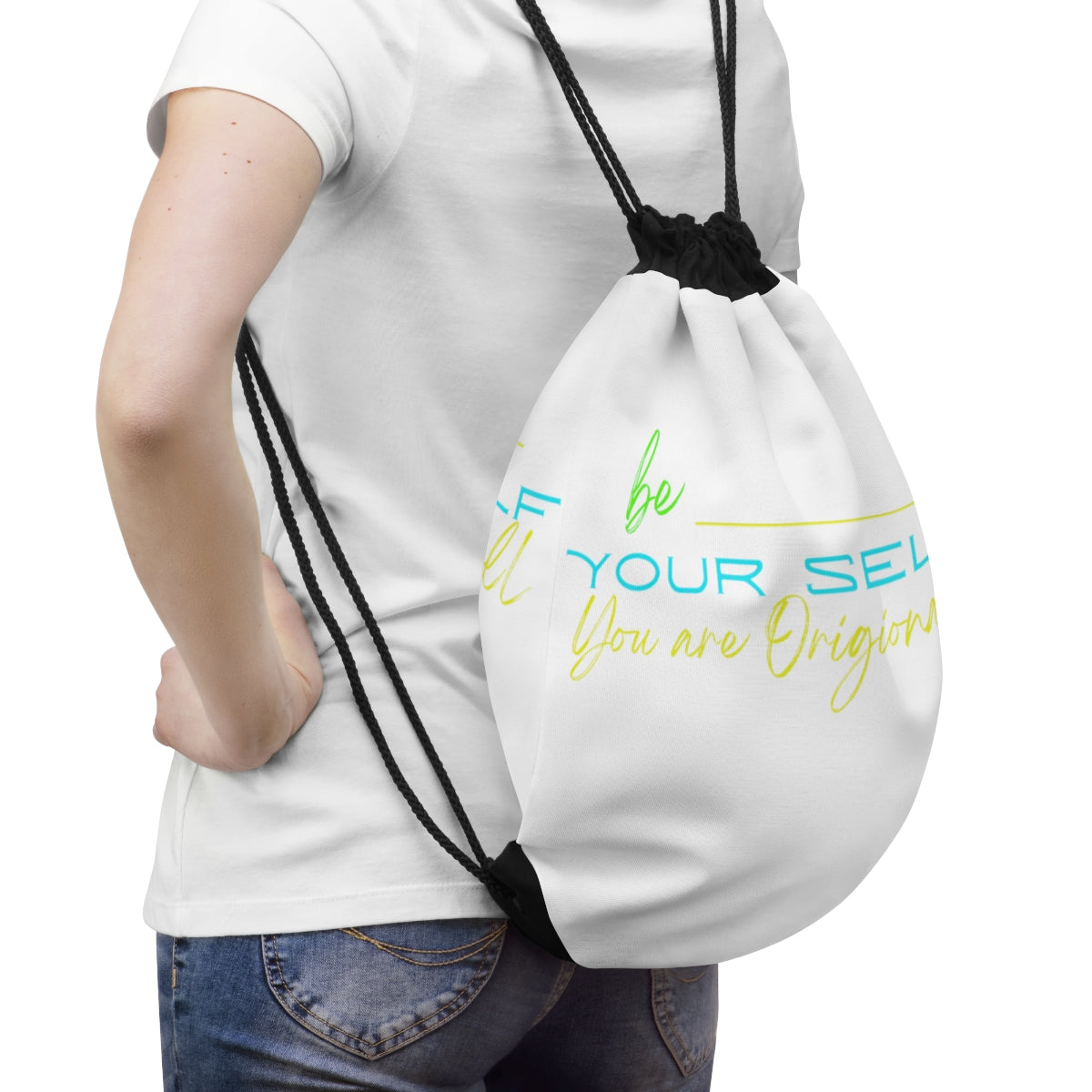 Drawstring Bag ( Be Yourself  White )