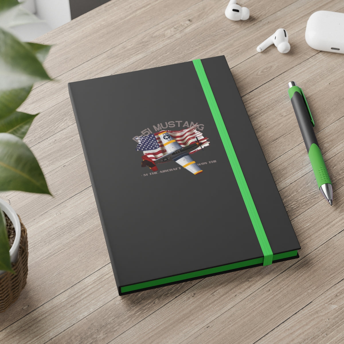 Hardcover Journal Color Contrast Notebook - Ruled (P-51 Mustang) Military Styling