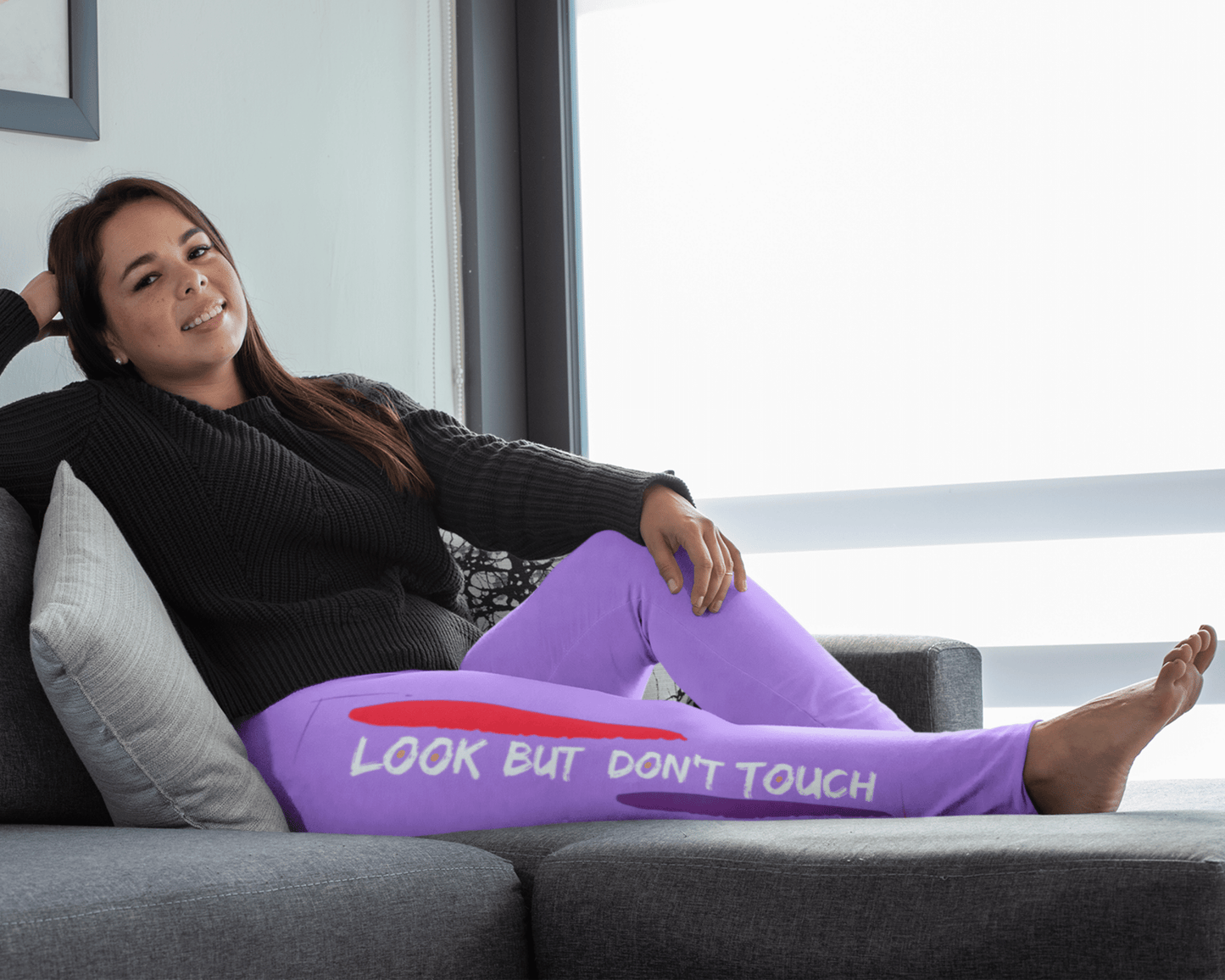 Women's Spandex Leggings ( Look but don't touch ) Purple
