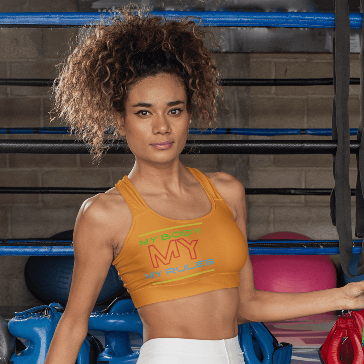 Sports Bra ( My body My rules ) Orange