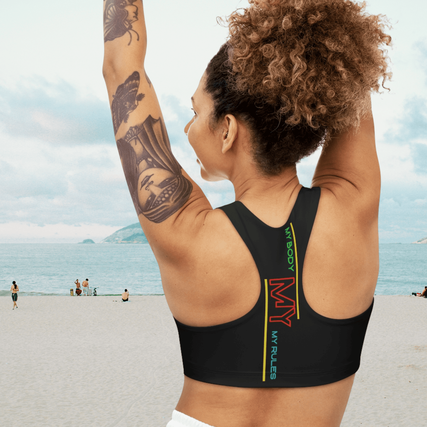 Sports Bra ( My body My rules ) Black
