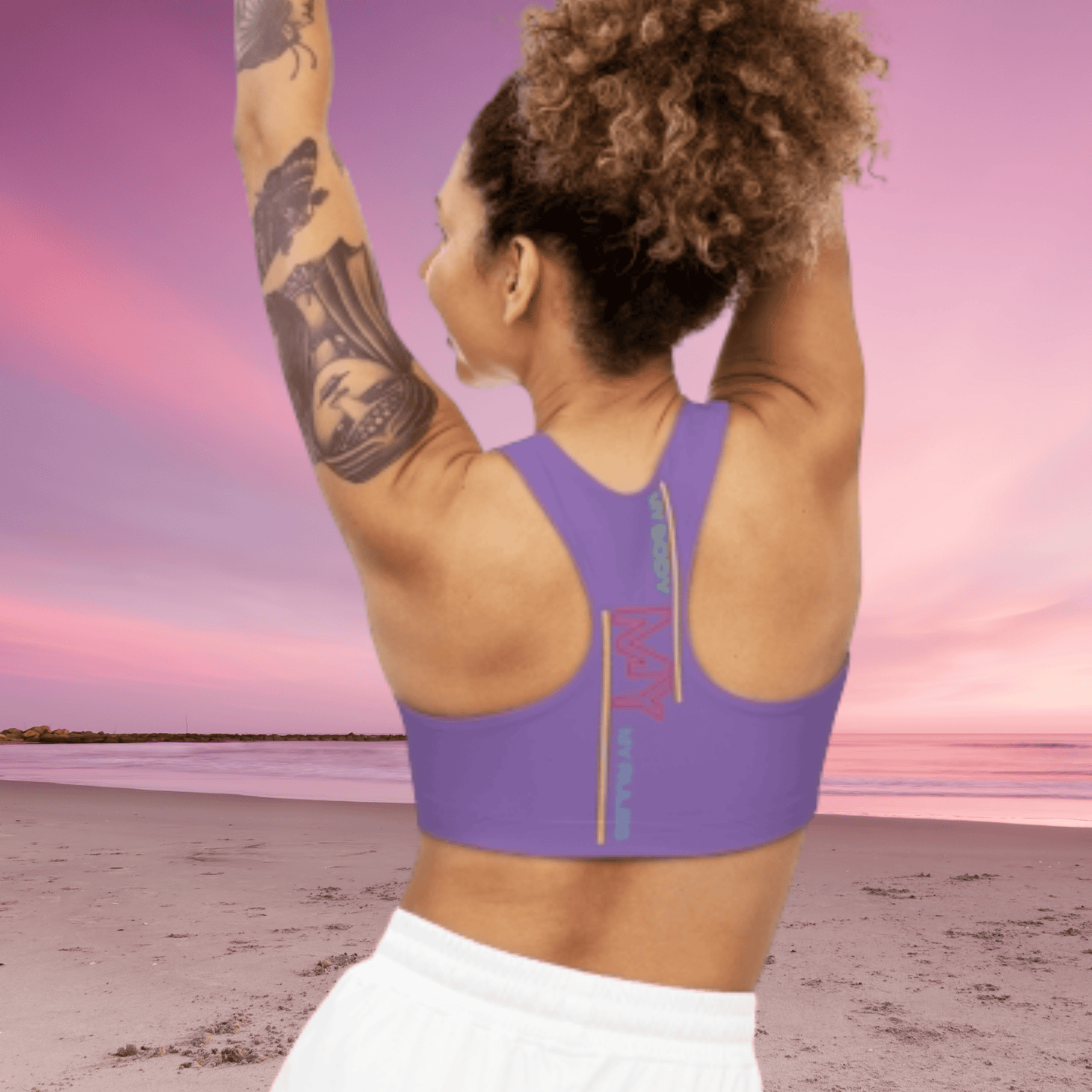 Sports Bra ( My body My rules ) Purple