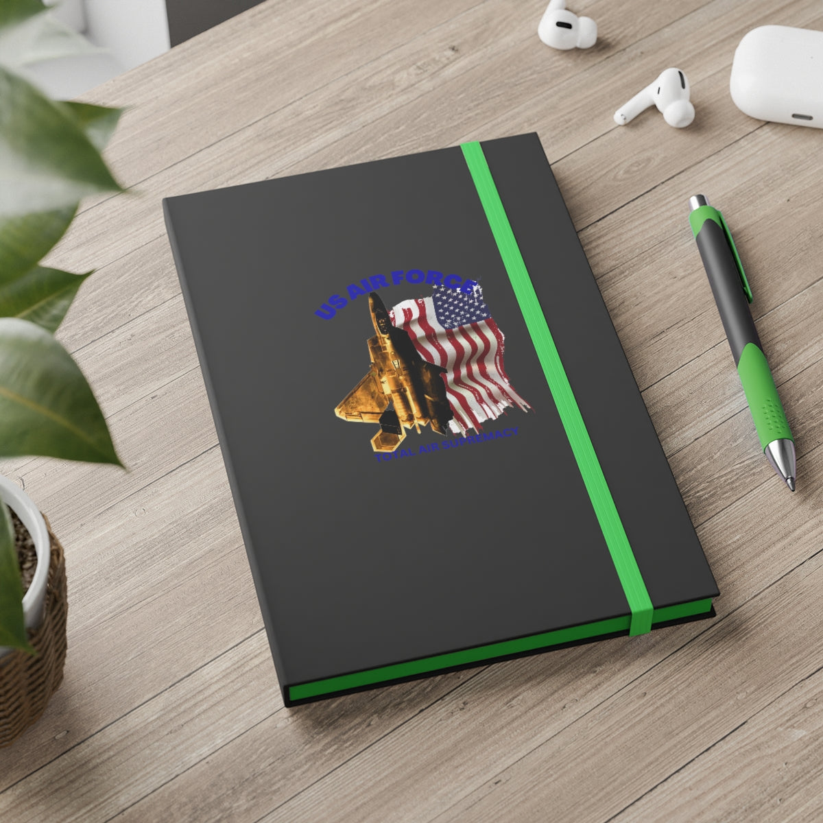 Hardcover Journal Color Contrast Notebook - Ruled (US Air Force 1 ) Military Styling