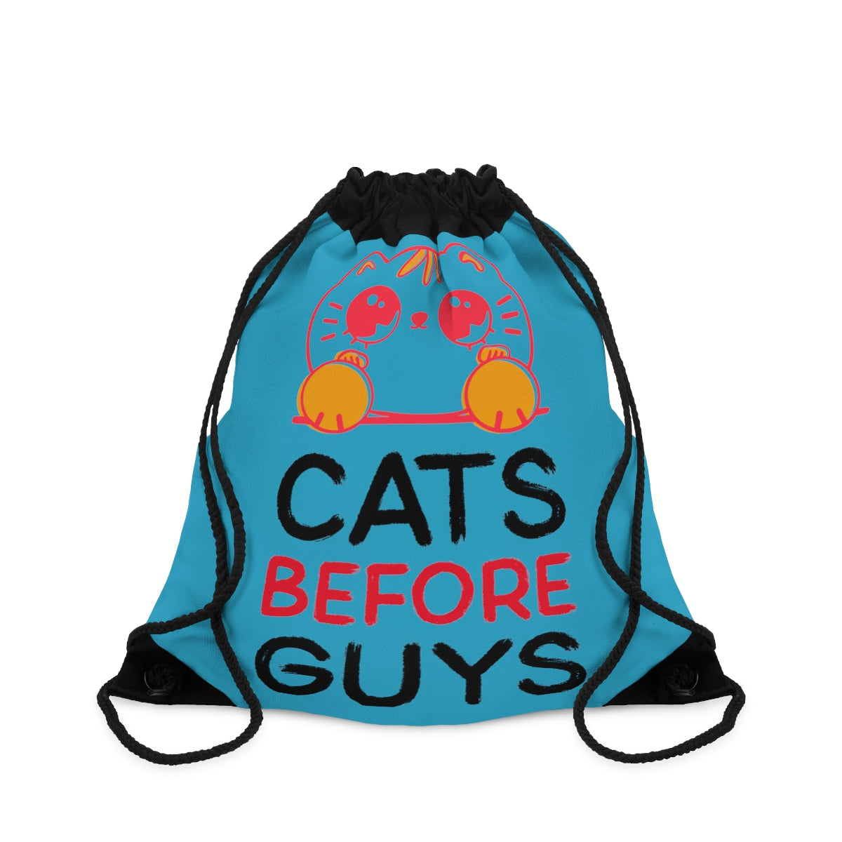 Drawstring Bag ( Cats Before Guys Turquoise )