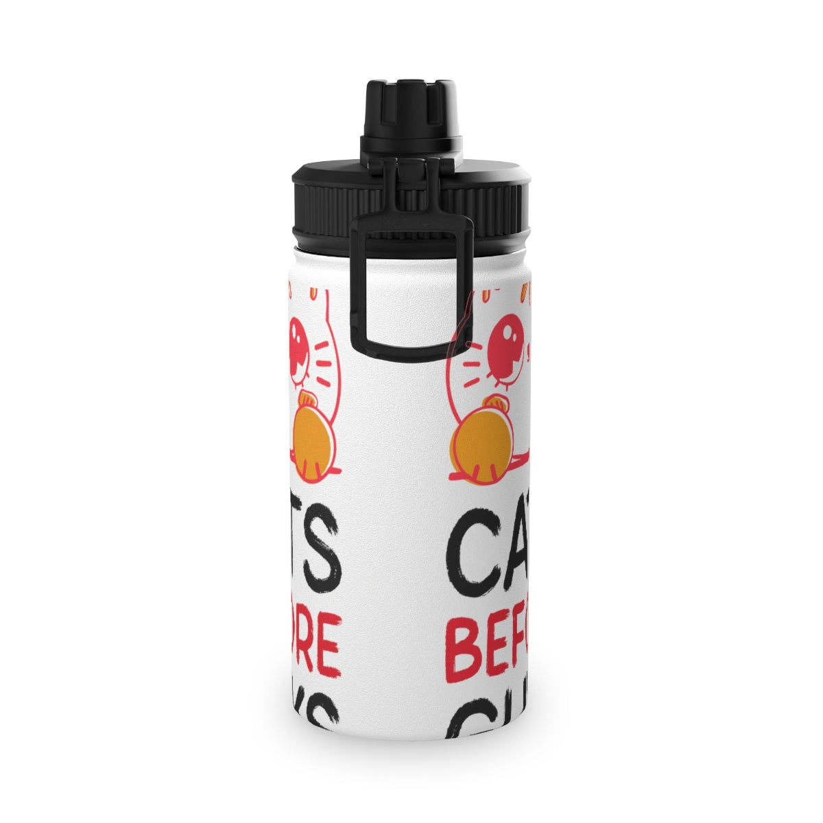 Stainless Steel Water Bottle, Sports Lid ( Cats Before Guys )