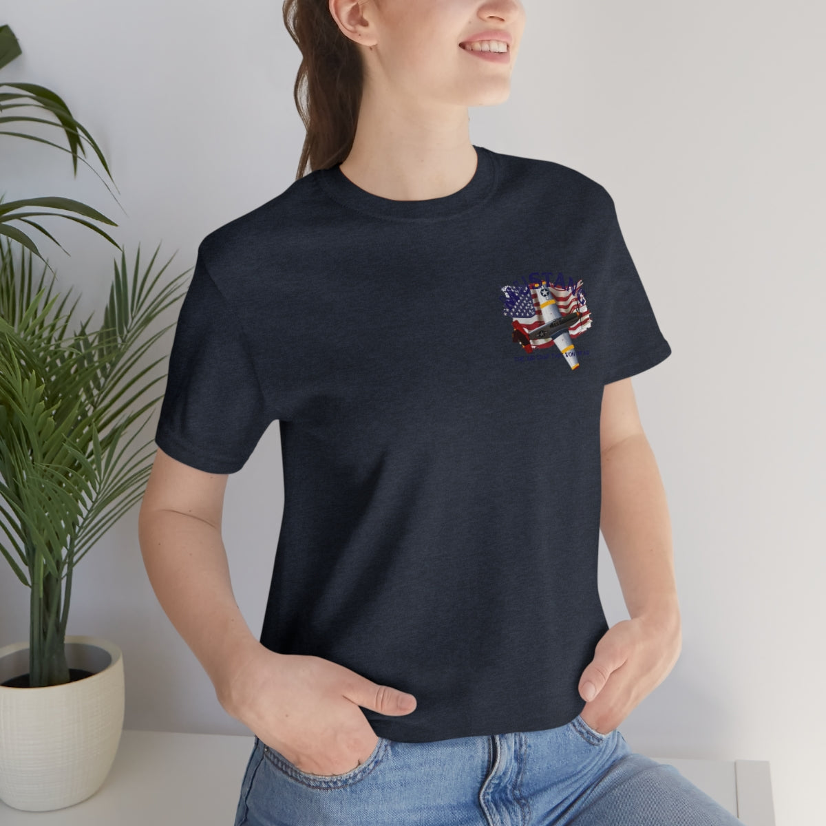 T-shirt Classic Jersey short sleeve ( P-51 Mustang Aircraft ) Military Style
