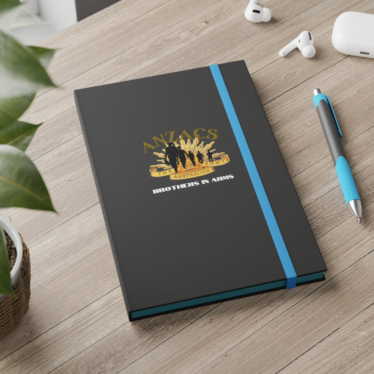 Hardcover Journal Color Contrast Notebook - Ruled ( ANZACS ) Military Styling