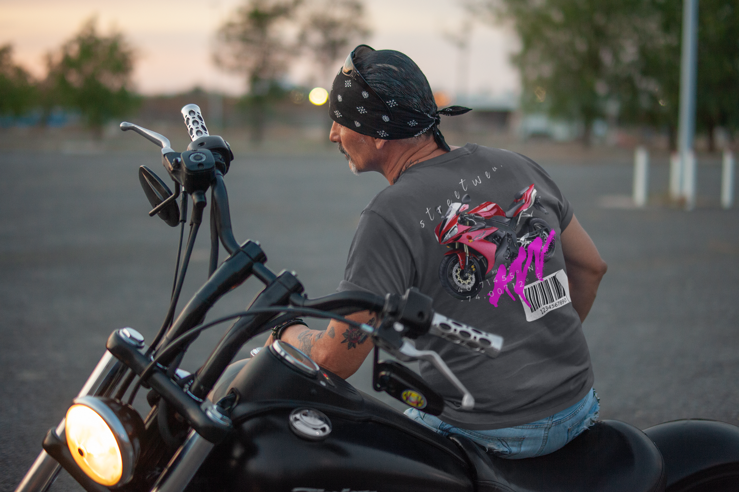 T-shirt Classic Jersey Short Sleeve (Red Motorbike )