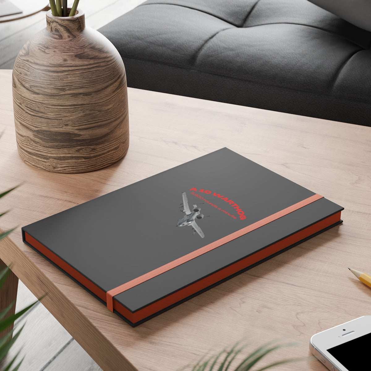 Hardcover Journal Color Contrast Notebook - Ruled ( Warthog Orange) Military Styling